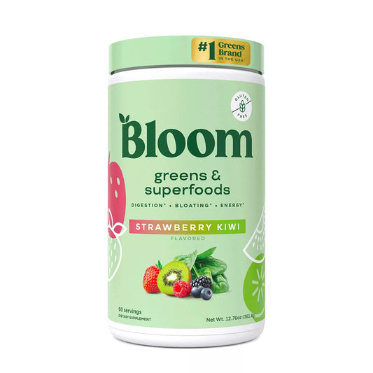 PRE-ORDEN BLOOM NUTRITION Greens and Superfoods Powder - Strawberry Kiwi - 60 ct | BLOOM
