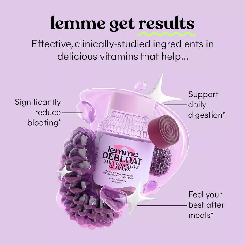 PRE-ORDEN Lemme Debloat Daily Digestive Probiotic Vegan Gummies - 60ct | LEMME