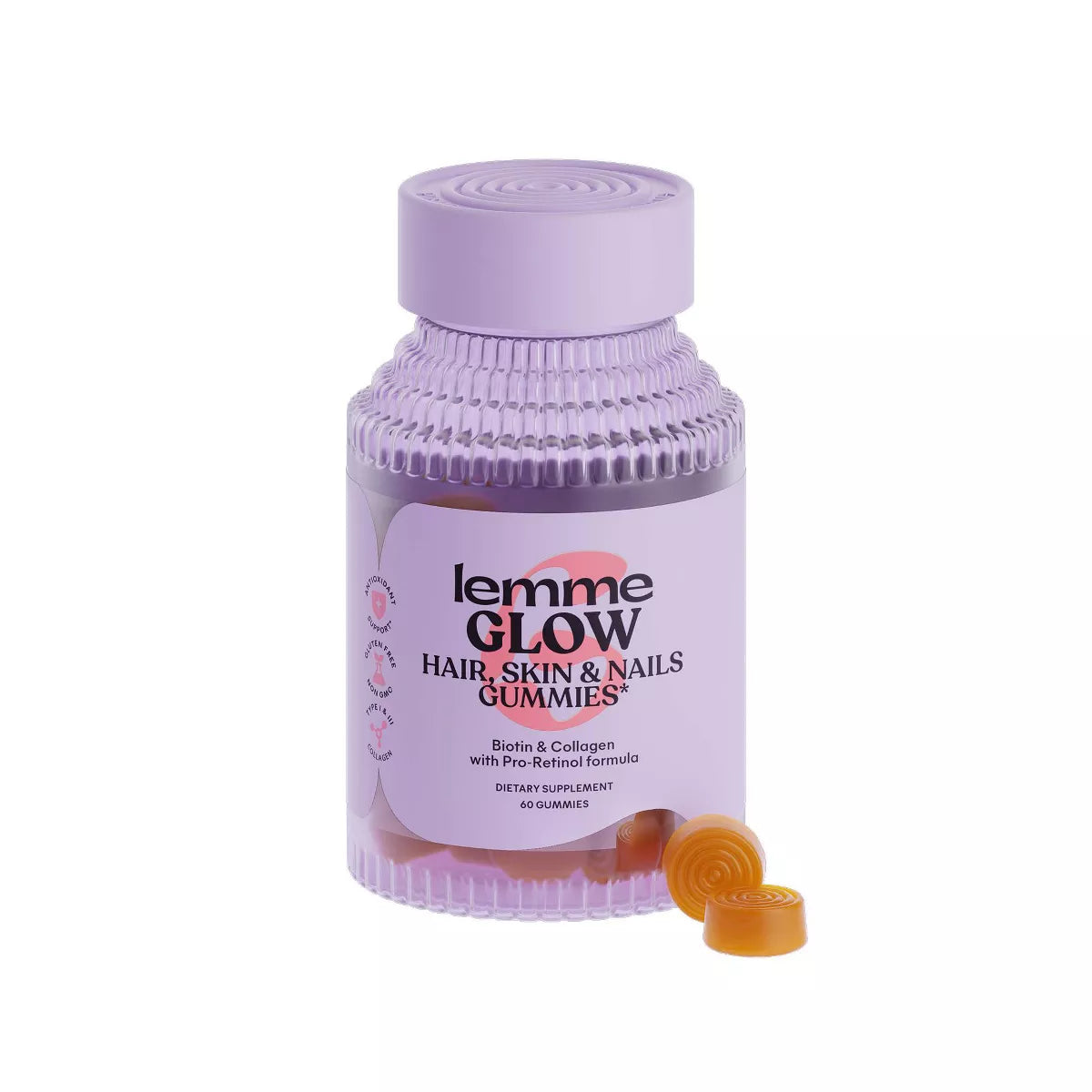 PRE-ORDEN Lemme Glow Collagen Hair Skin & Nails Gummies - 60ct | LEMME