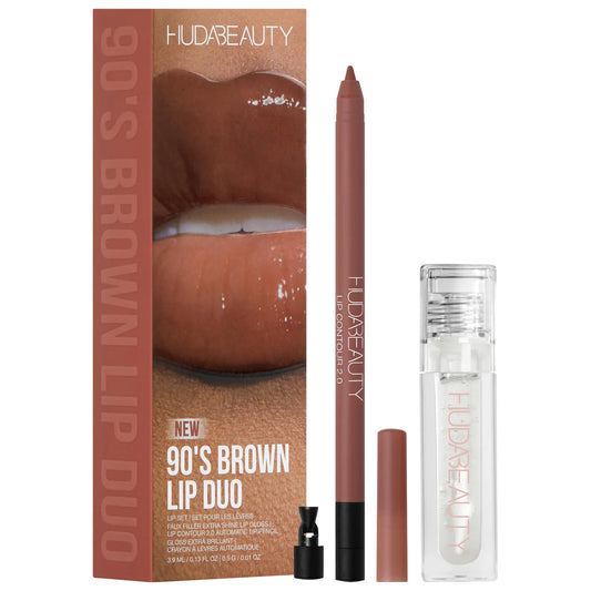90s Brown Lip Liner and Lip Gloss Set | HUDA BEAUTY
